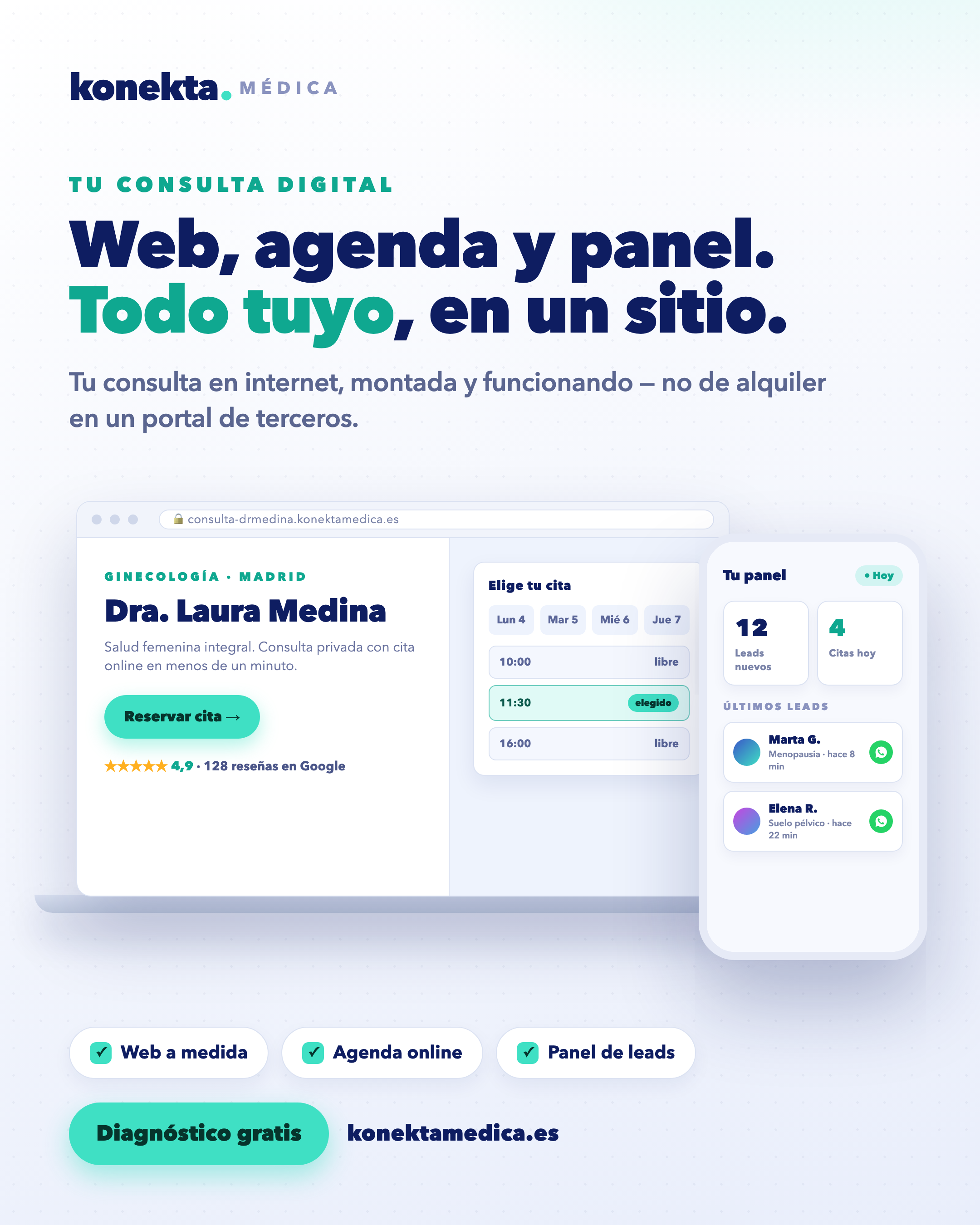Tu Consulta Digital: web, agenda online y panel de pacientes en portátil y móvil