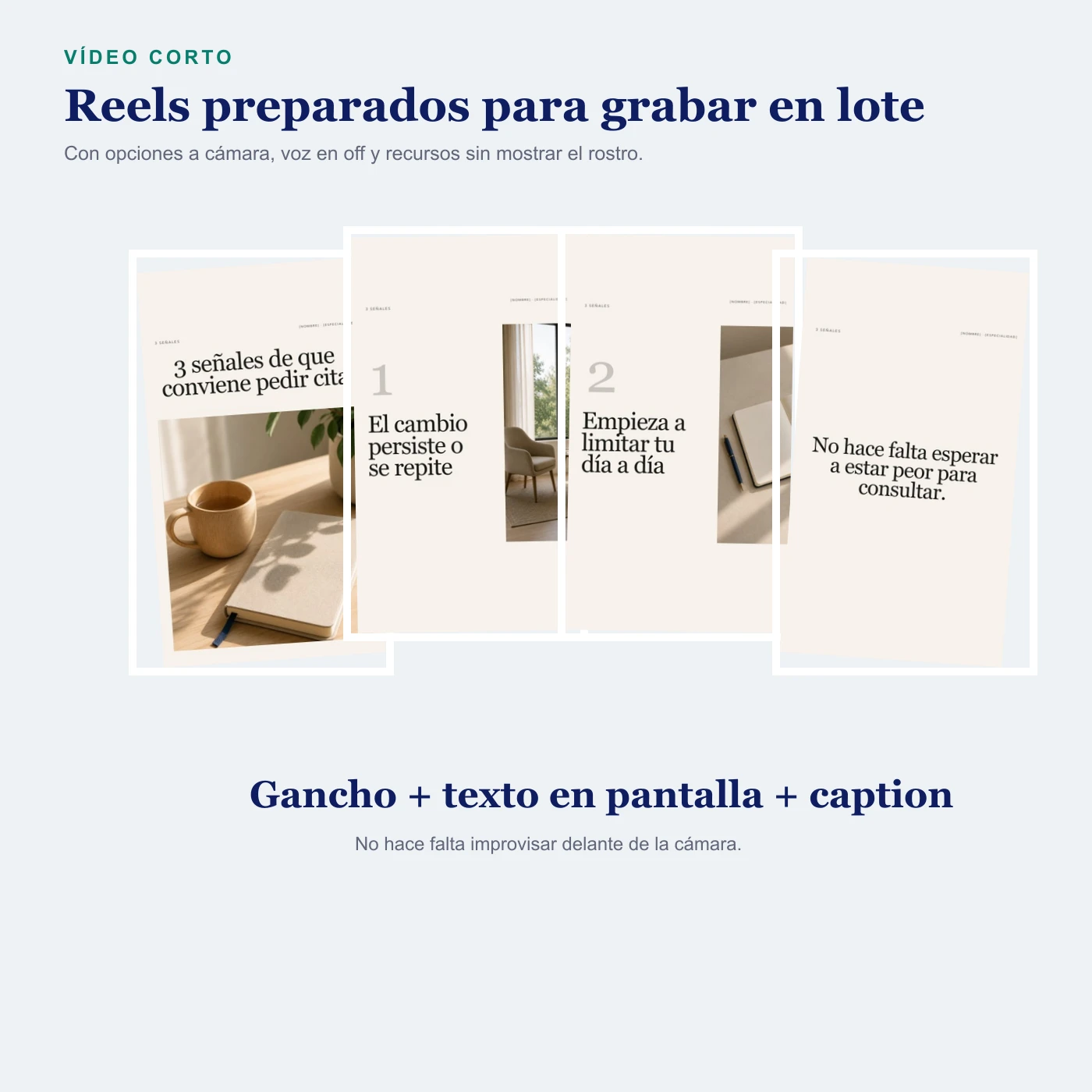 Página real del recurso: Reels listos para grabar en un par de sesiones